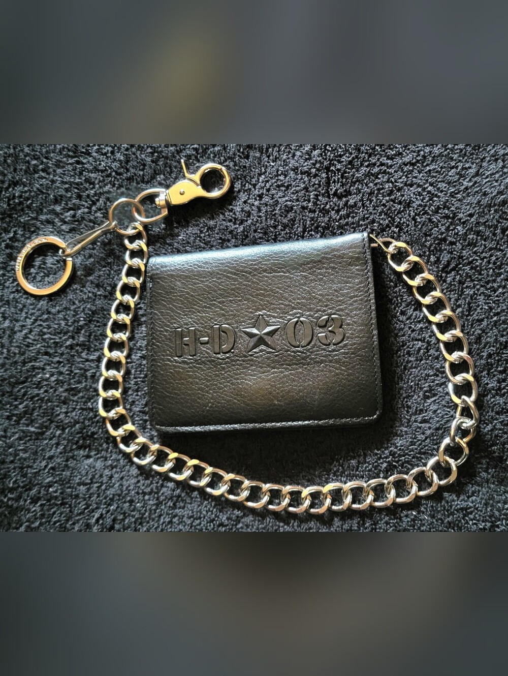 Vintage 2003 Harley-Davidson Men's Leather Bifold Wallet W/Chain